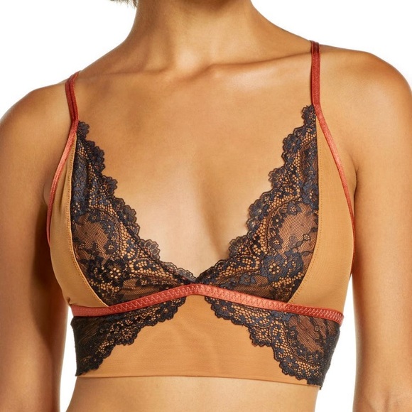 Free People NEW Leo Lace Bralette Black & Ginger - Picture 2 of 14